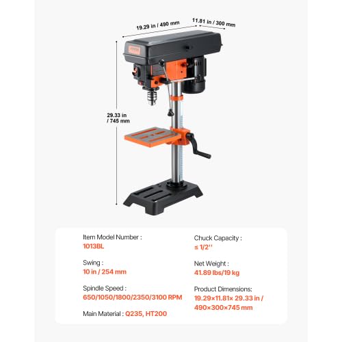 10'' 5-Speed Cast Iron Benchtop Drill Press X3659