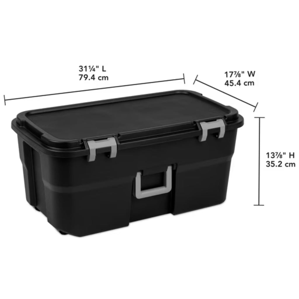 Black 22 Gallon Lockable Wheeled Storage Trunk E5617