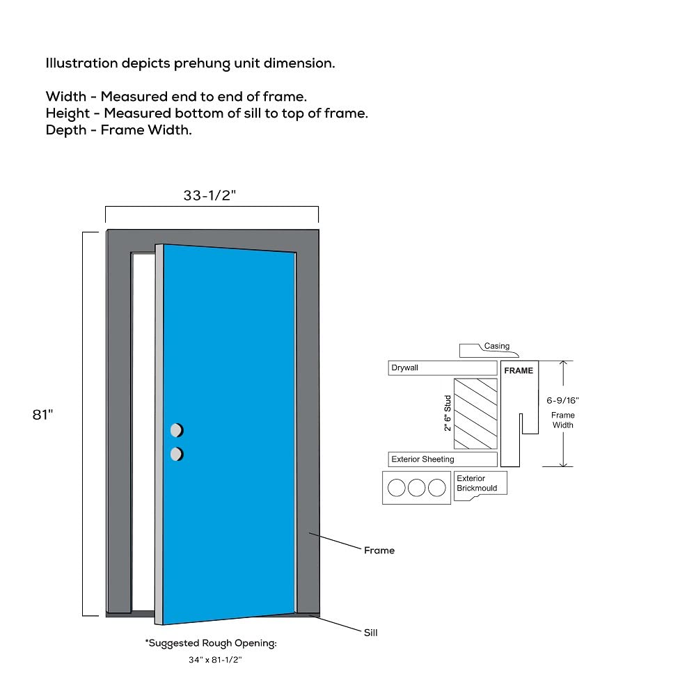 Steel Left Hand Outswing Prehung Door 32"x80" D78575