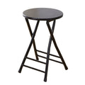 Black Round Folding Stool with Metal Frame H7845