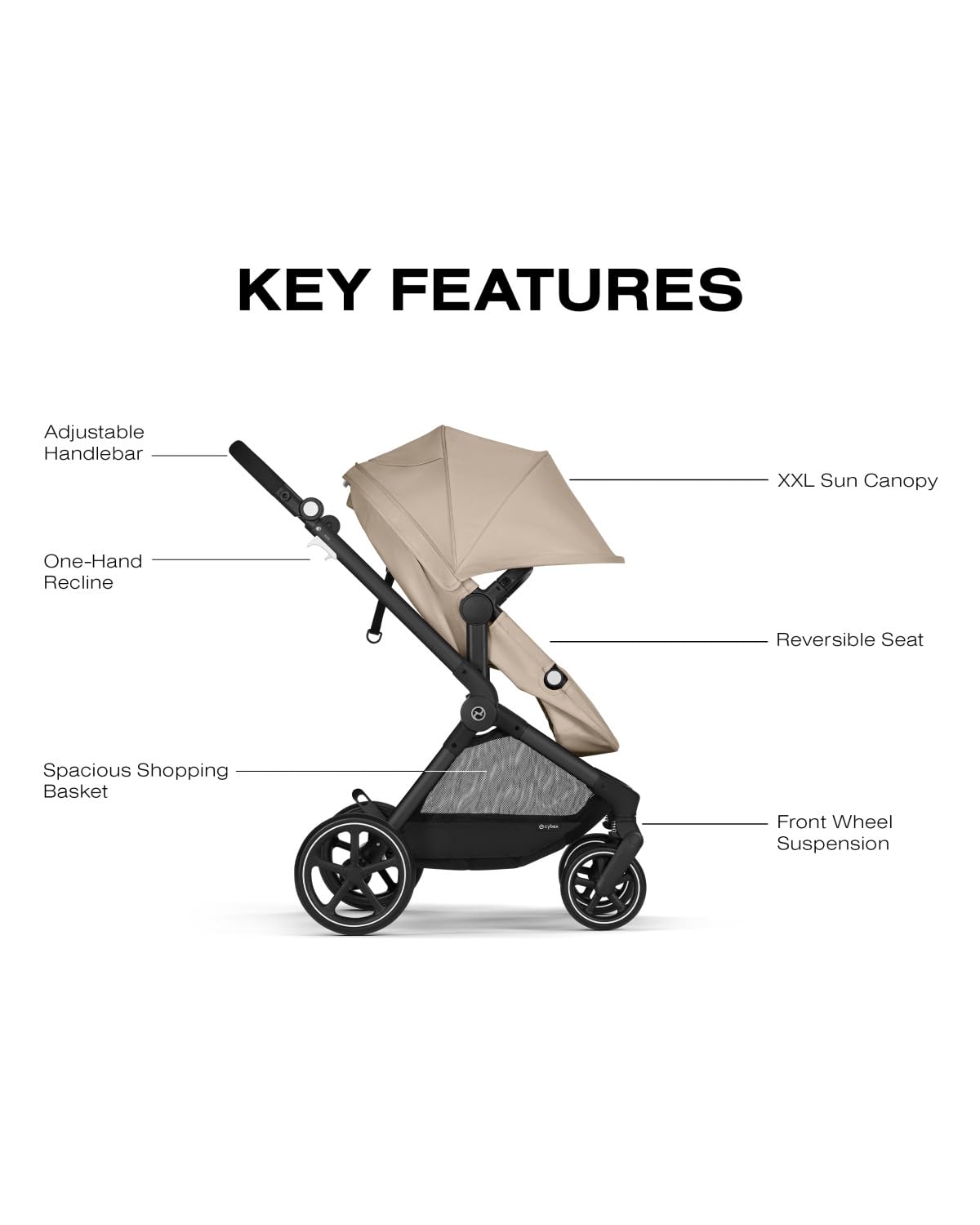 2-in-1 Baby Stroller + Car Seat Combo Almond Beige B11126