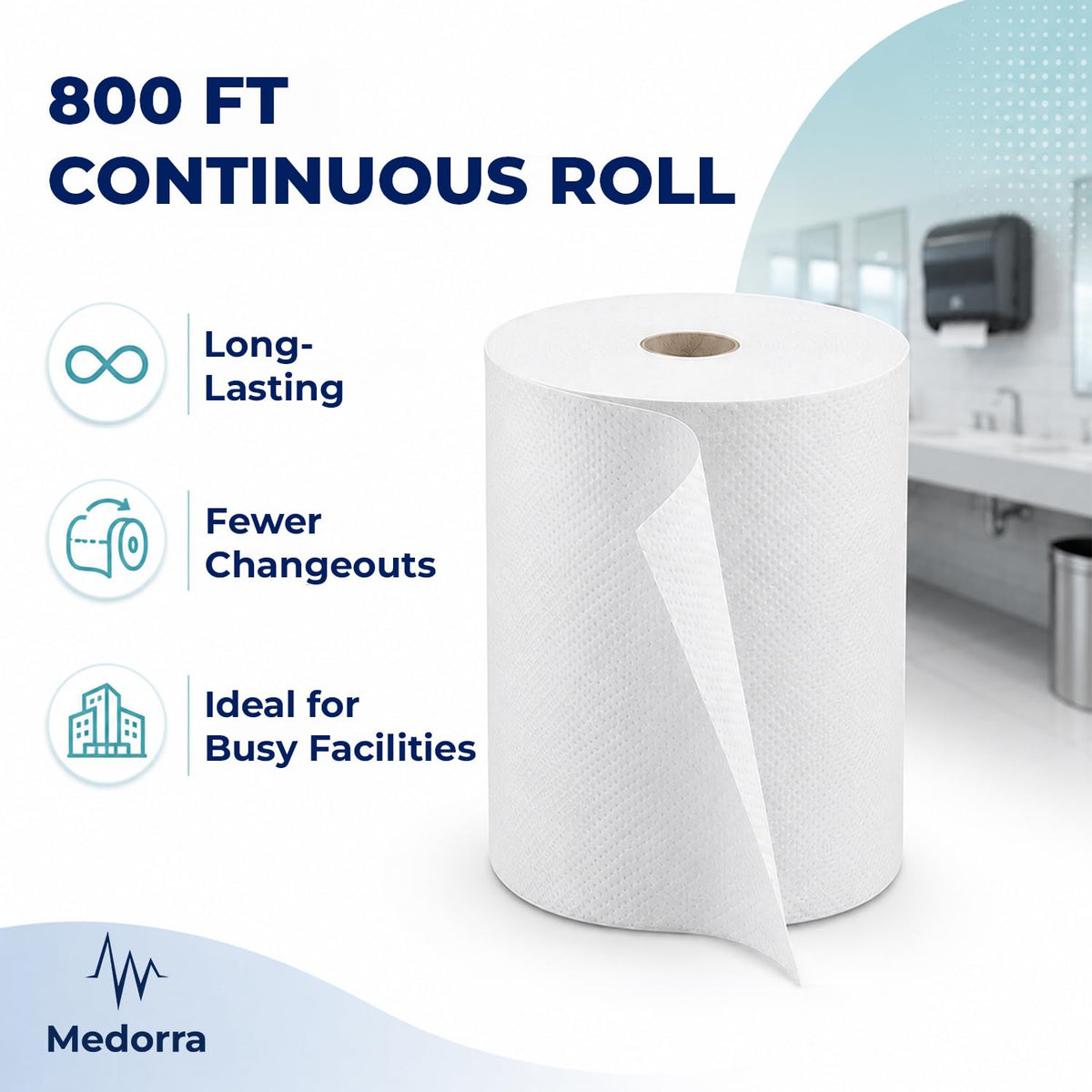 White Hardwound Paper Hand Roll Towel 6 Rolls D663