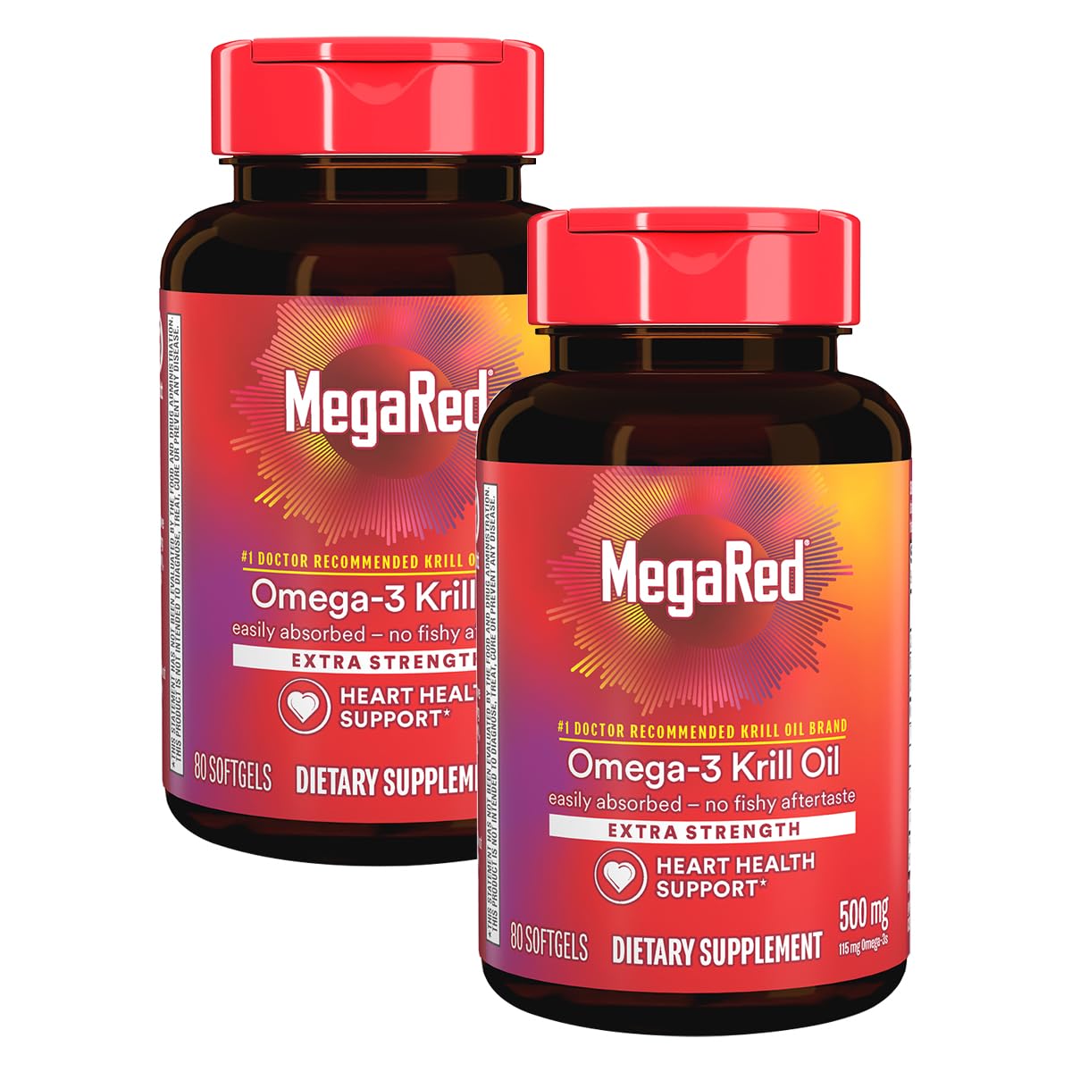 500mg Omega-3 Krill Oil Softgels 80 Count 2 Pack X12134