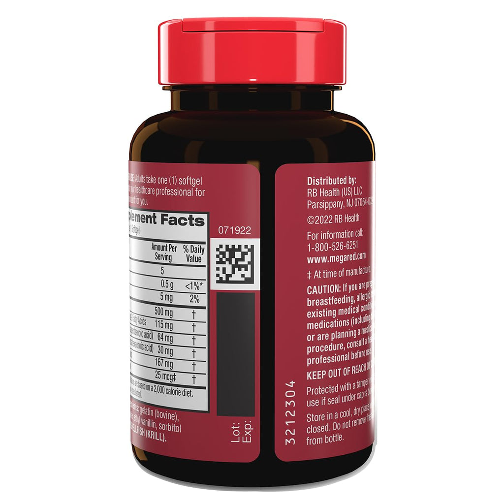 500mg Omega-3 Krill Oil Softgels 80 Count 2 Pack X12134