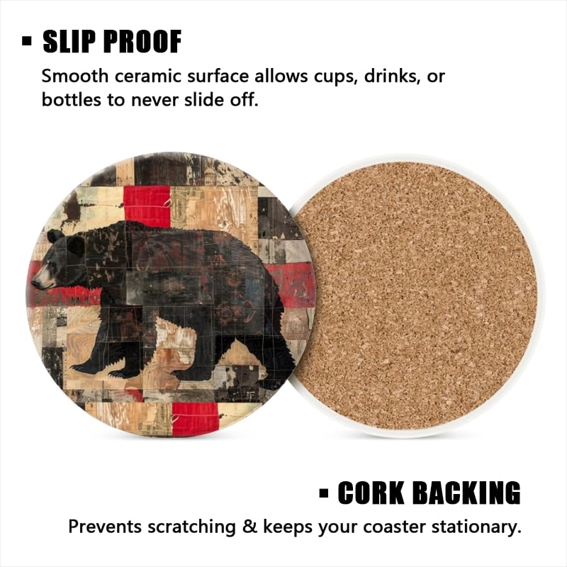 Set of 6 Ceramic Coasters with Holder B433