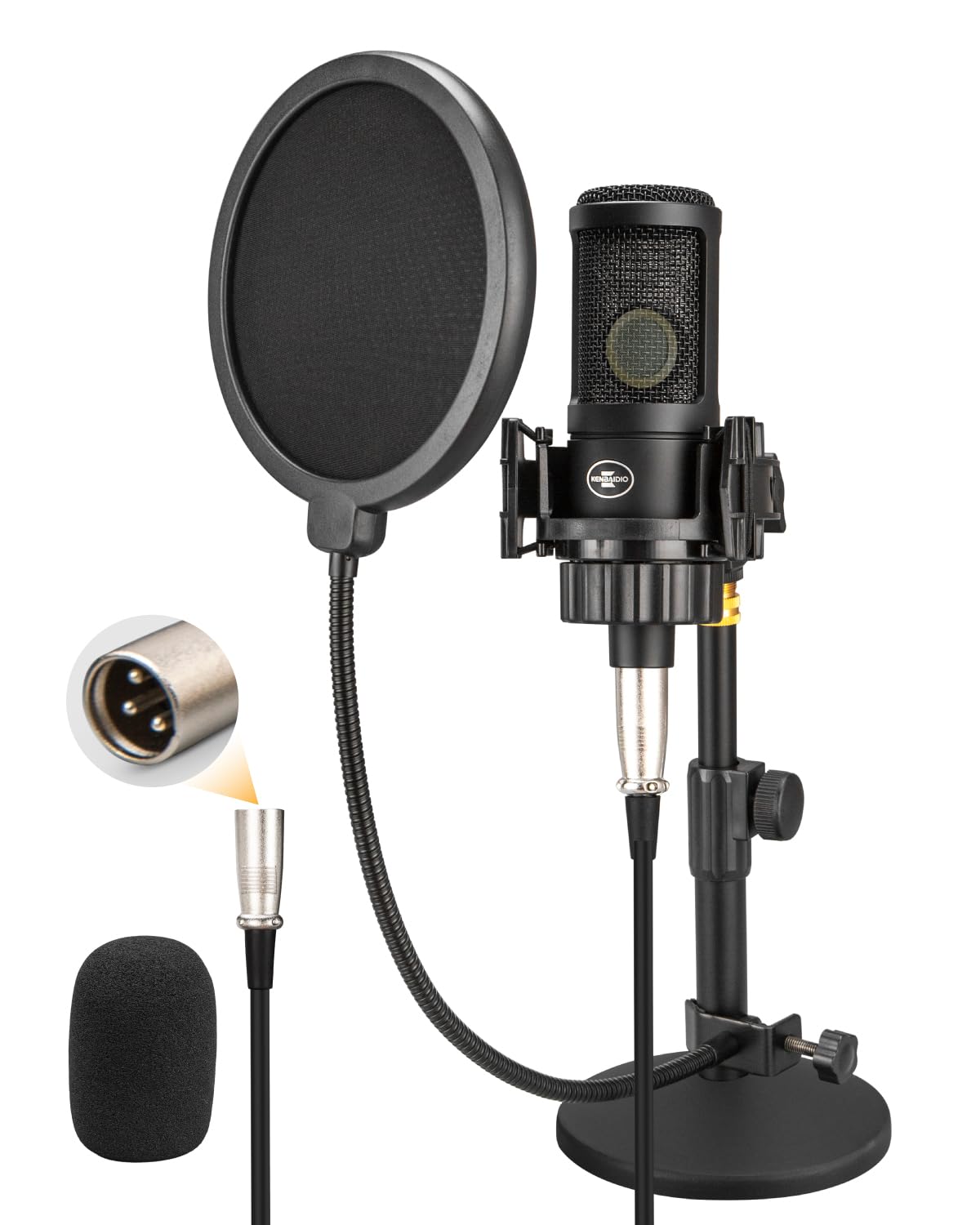 XLR Condenser Microphone with 26mm Large Diaphragm Cardioid Recording Studio Mic Kit G687029