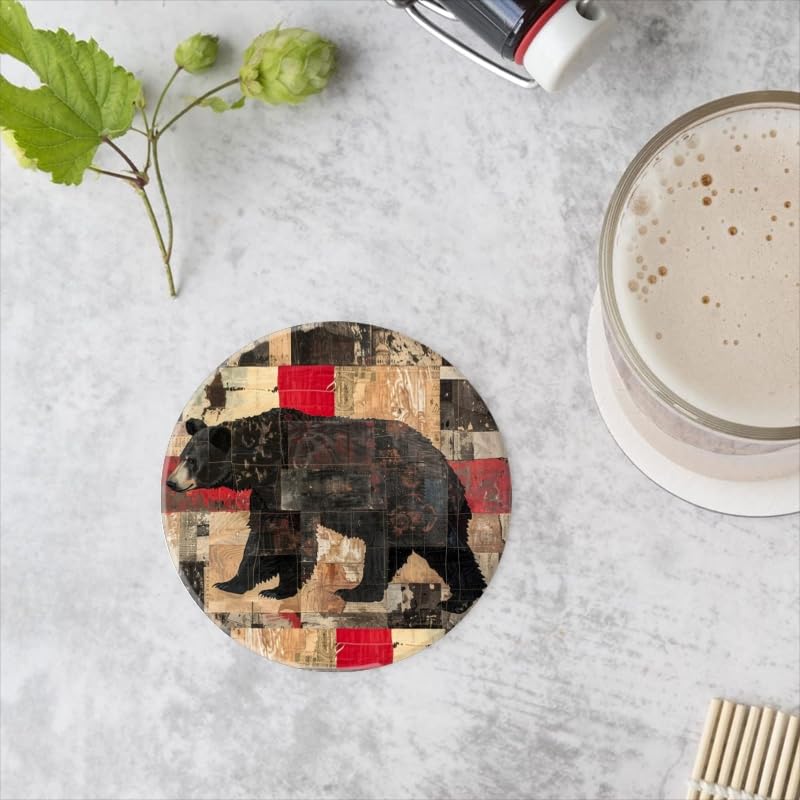 Set of 6 Ceramic Coasters with Holder B433