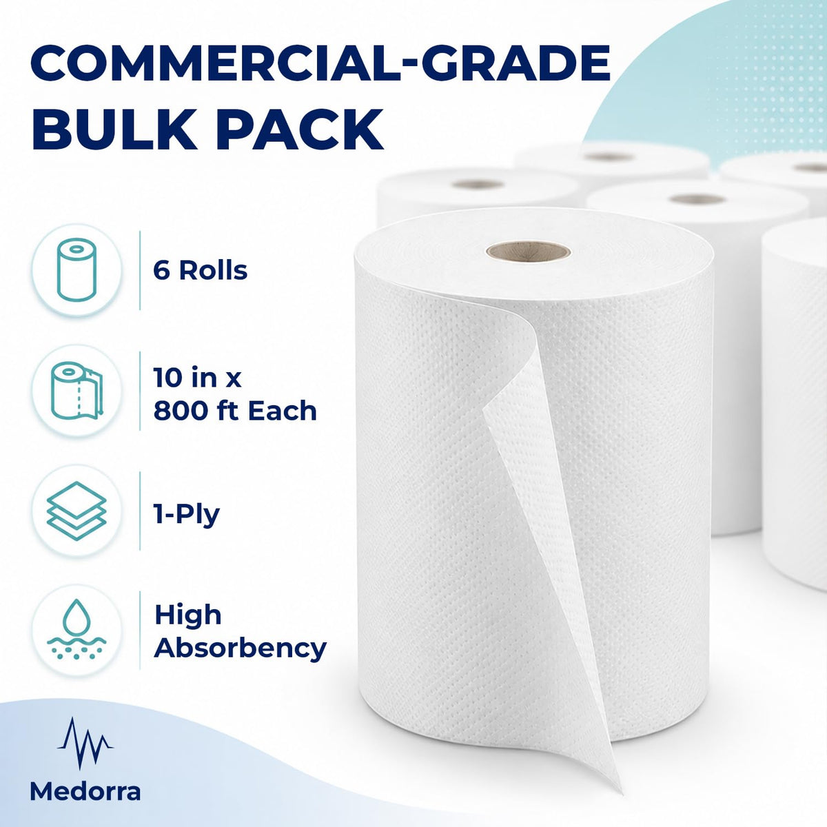 White Hardwound Paper Hand Roll Towel 6 Rolls D663