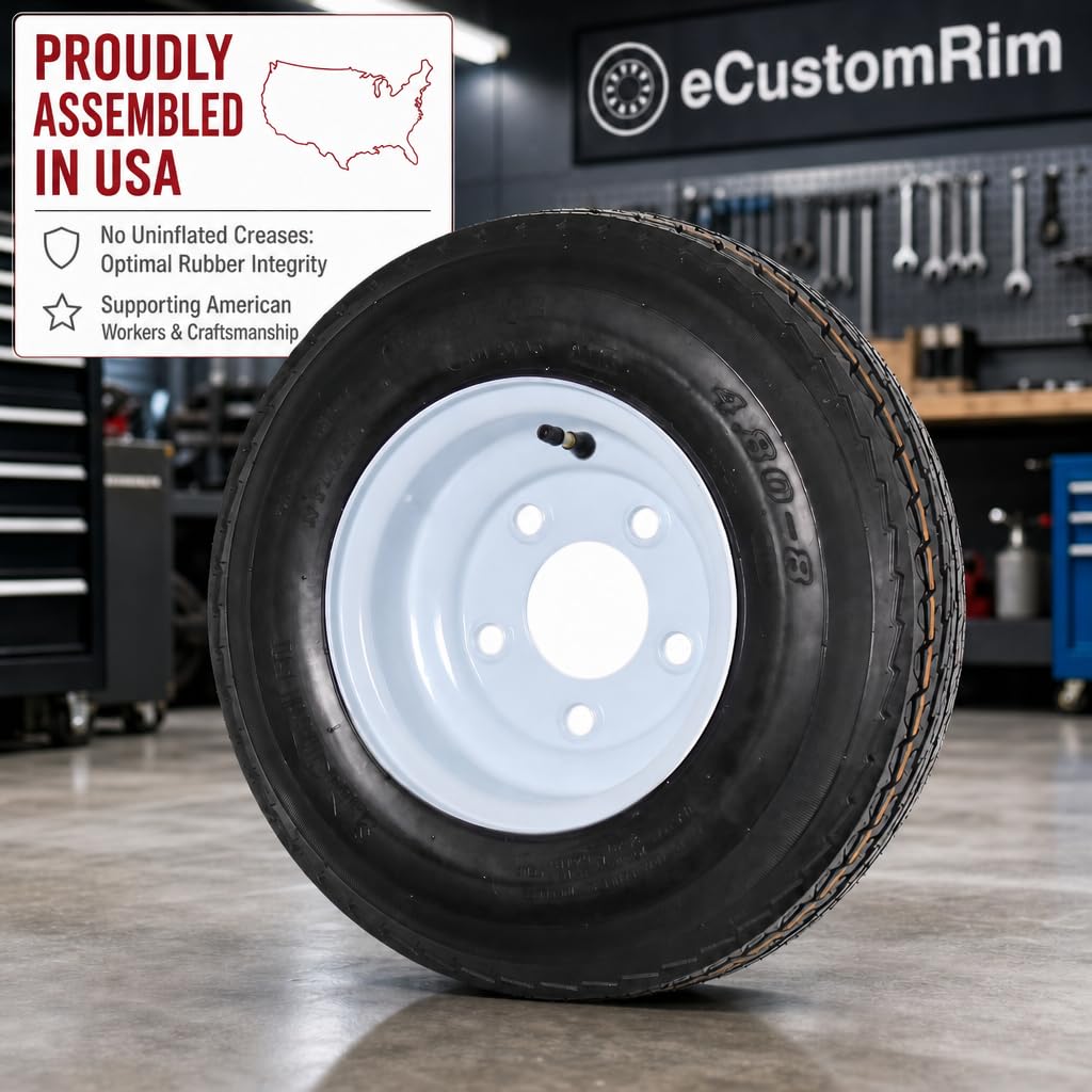 2-Pack Trailer Tire Rim Assembly 4.80-8 5 Lug White V93652
