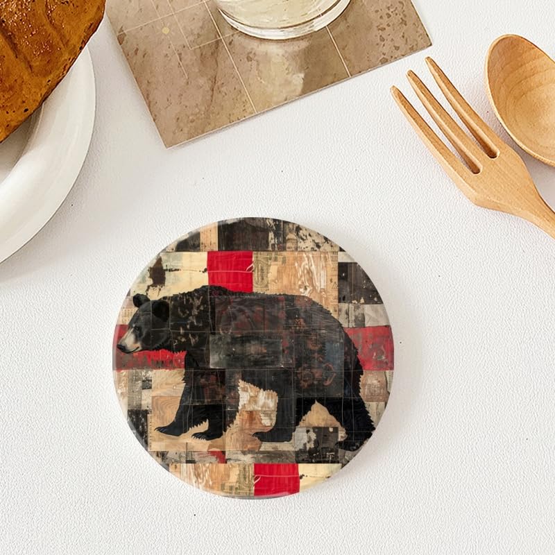 Set of 6 Ceramic Coasters with Holder B433