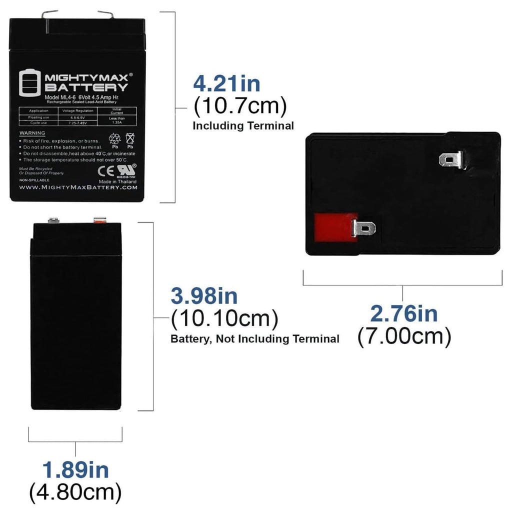 6V 4.5AH Replacement Battery 2 Pack V758