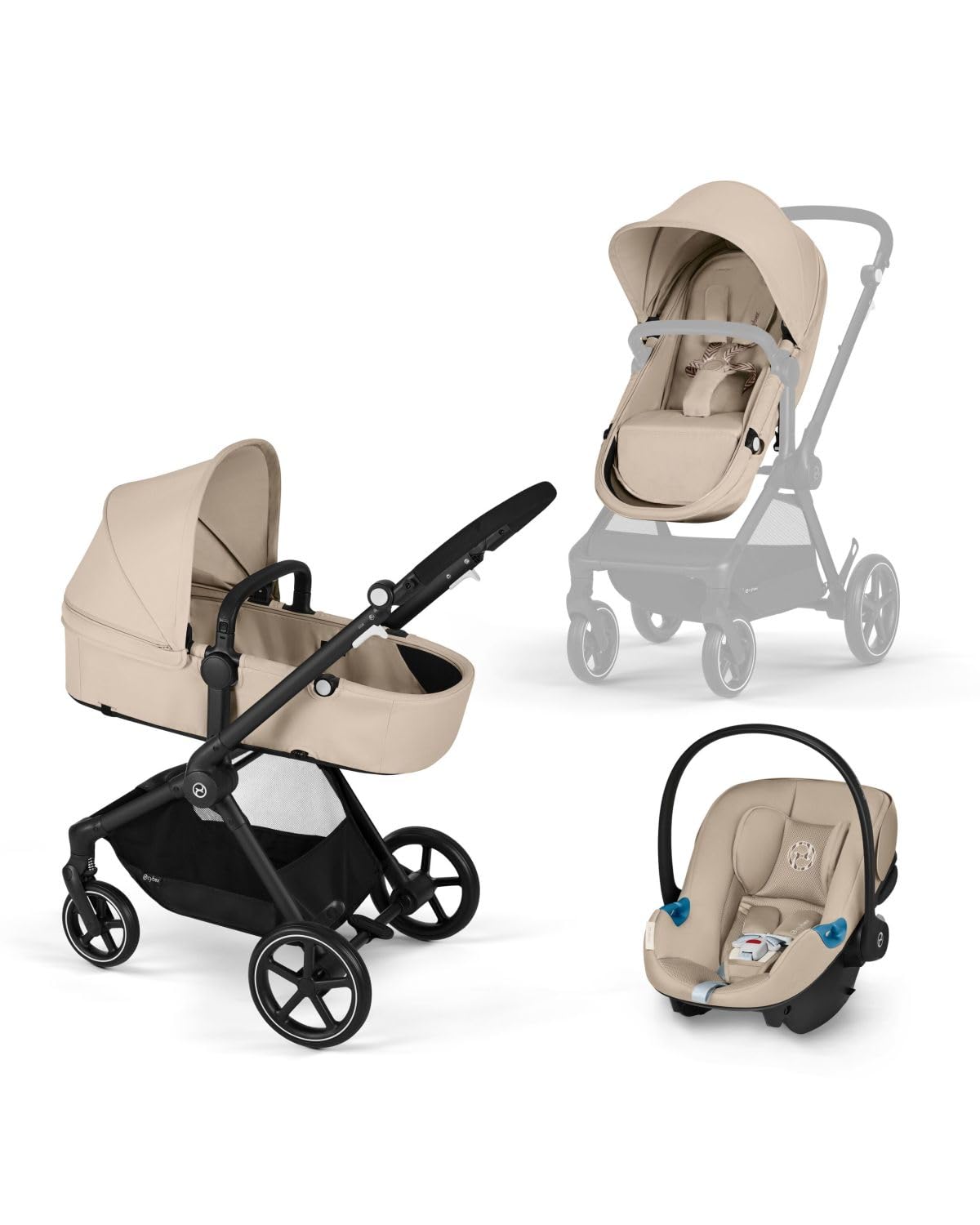 2-in-1 Baby Stroller + Car Seat Combo Almond Beige B11126