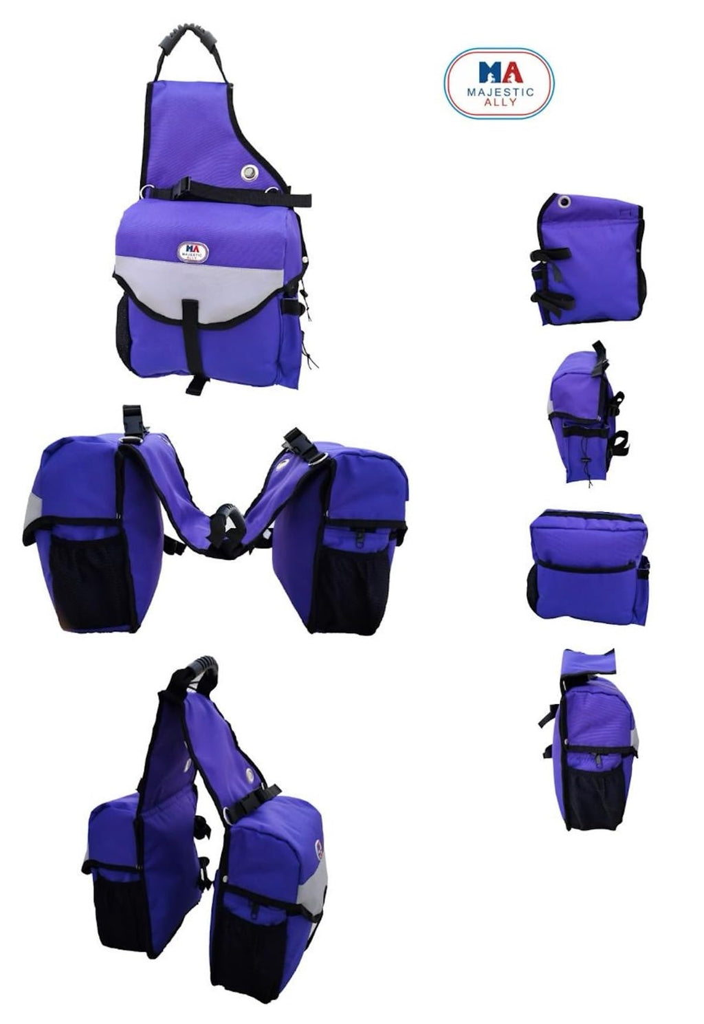 Nylon Insulated Leakproof Reflective Padded Purple Saddle Bag C997452