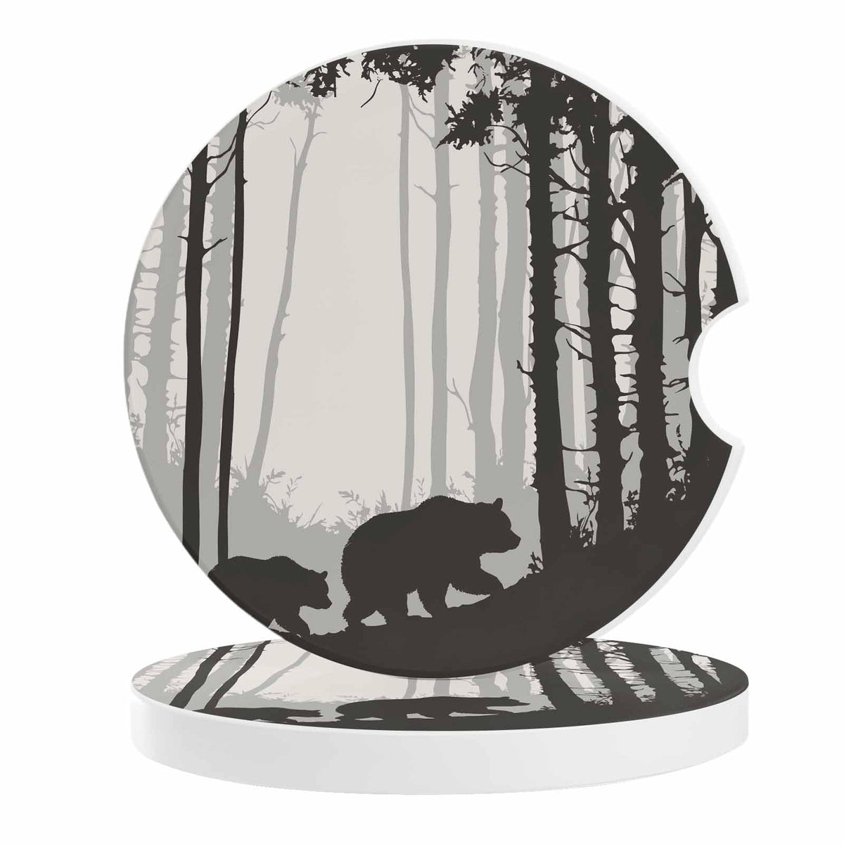 Black Ceramic Stone Car Coasters Set of 2 E27420
