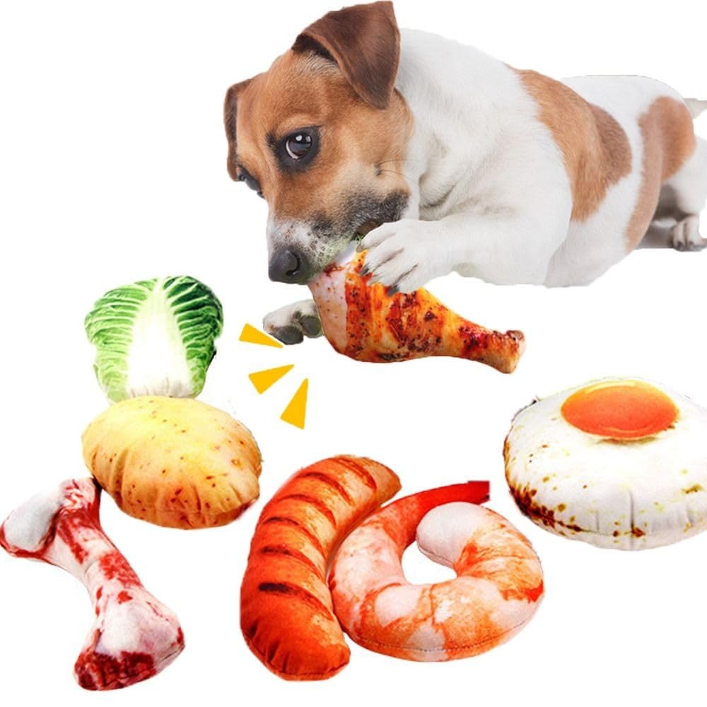 Soft Food Shape Plush Dog Squeaky Chew Toy E44223