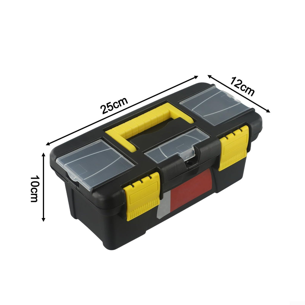10-Inch Plastic Tool Box with Reinforced Handle and Secure Latches L55668