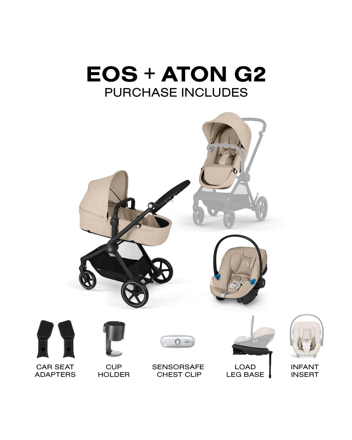 2-in-1 Baby Stroller + Car Seat Combo Almond Beige B11126