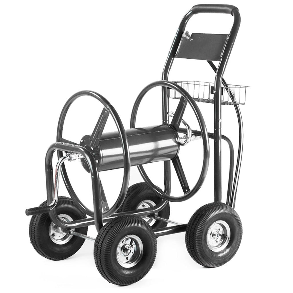 Hose Reel Cart with Wheels, 300-Feet Capacity, Grey P245