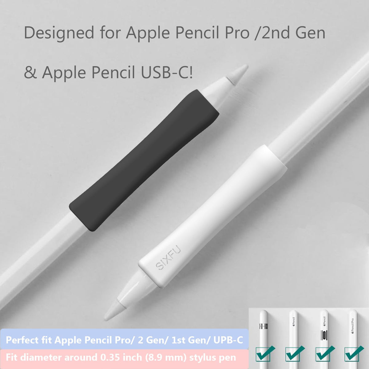 Black White 2 PCS Stylus Pen Grip L5809