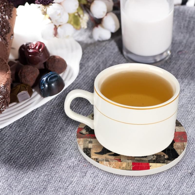 Set of 6 Ceramic Coasters with Holder B433