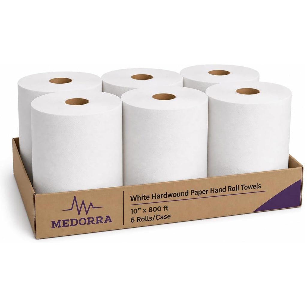White Hardwound Paper Hand Roll Towel 6 Rolls D663