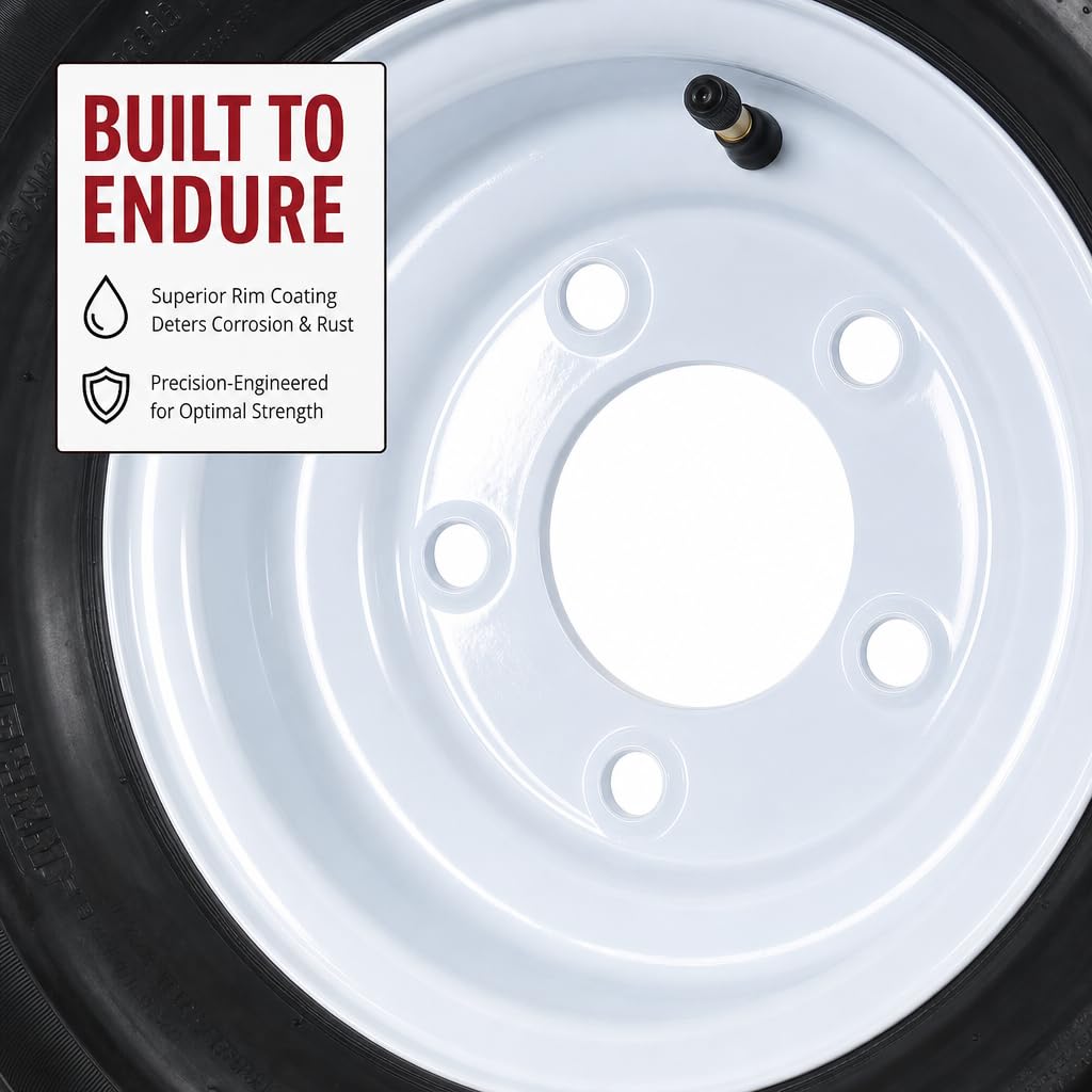 2-Pack Trailer Tire Rim Assembly 4.80-8 5 Lug White V93652