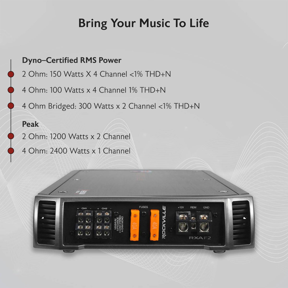 4-Channel Class A/B Car Amplifier 2400W Peak M21951