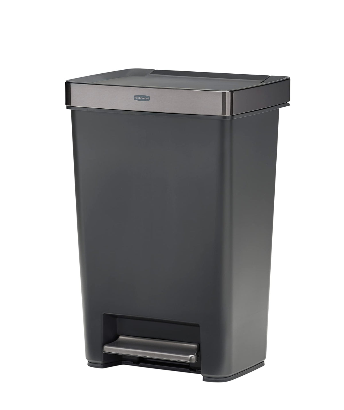 12.4 Gallon Charcoal Step-On Trash Can with Stainless Steel Rim C197507