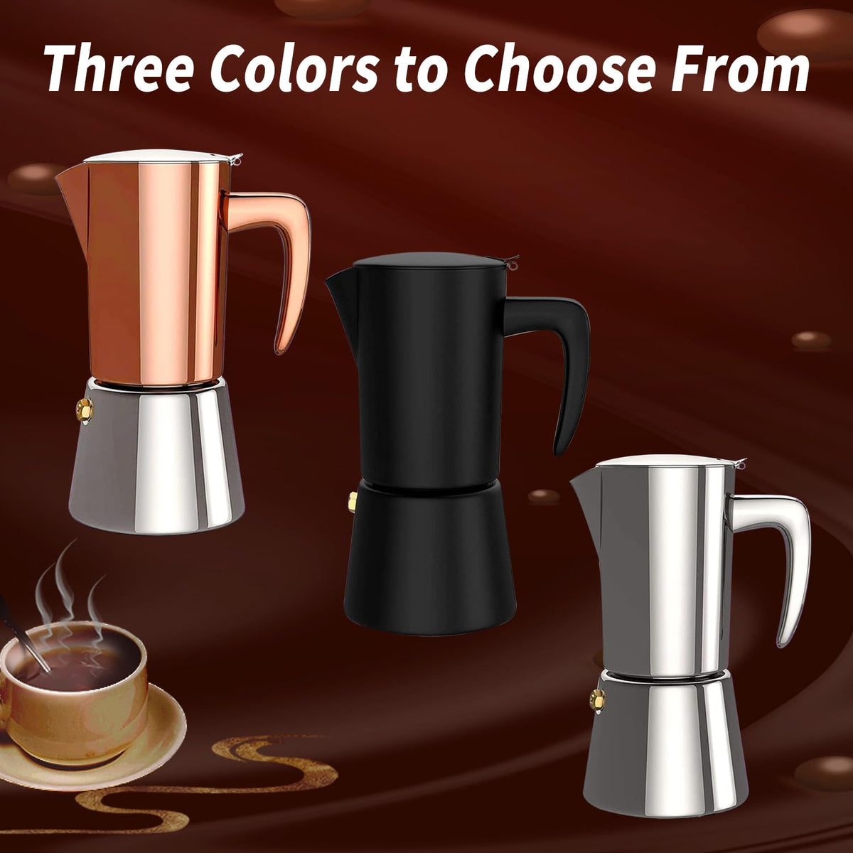 Stainless Steel Moka Pot Espresso Maker 6 Cups S696281