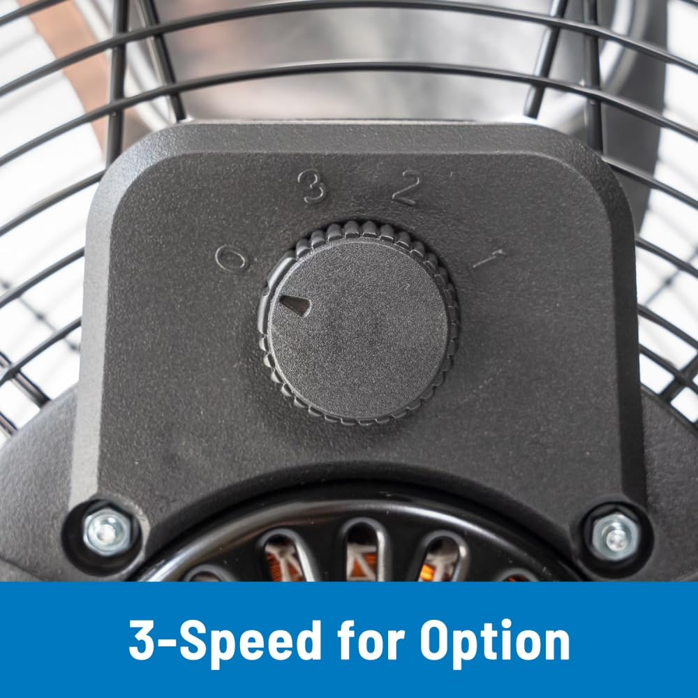 20 Inch 3-Speed Black Metal Floor Fan M914444