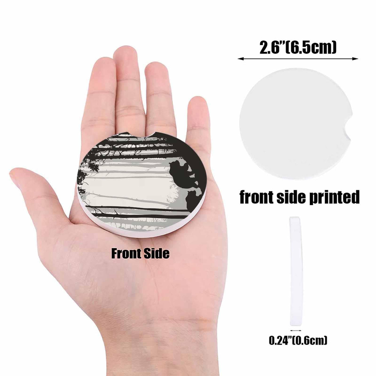 Black Ceramic Stone Car Coasters Set of 2 E27420