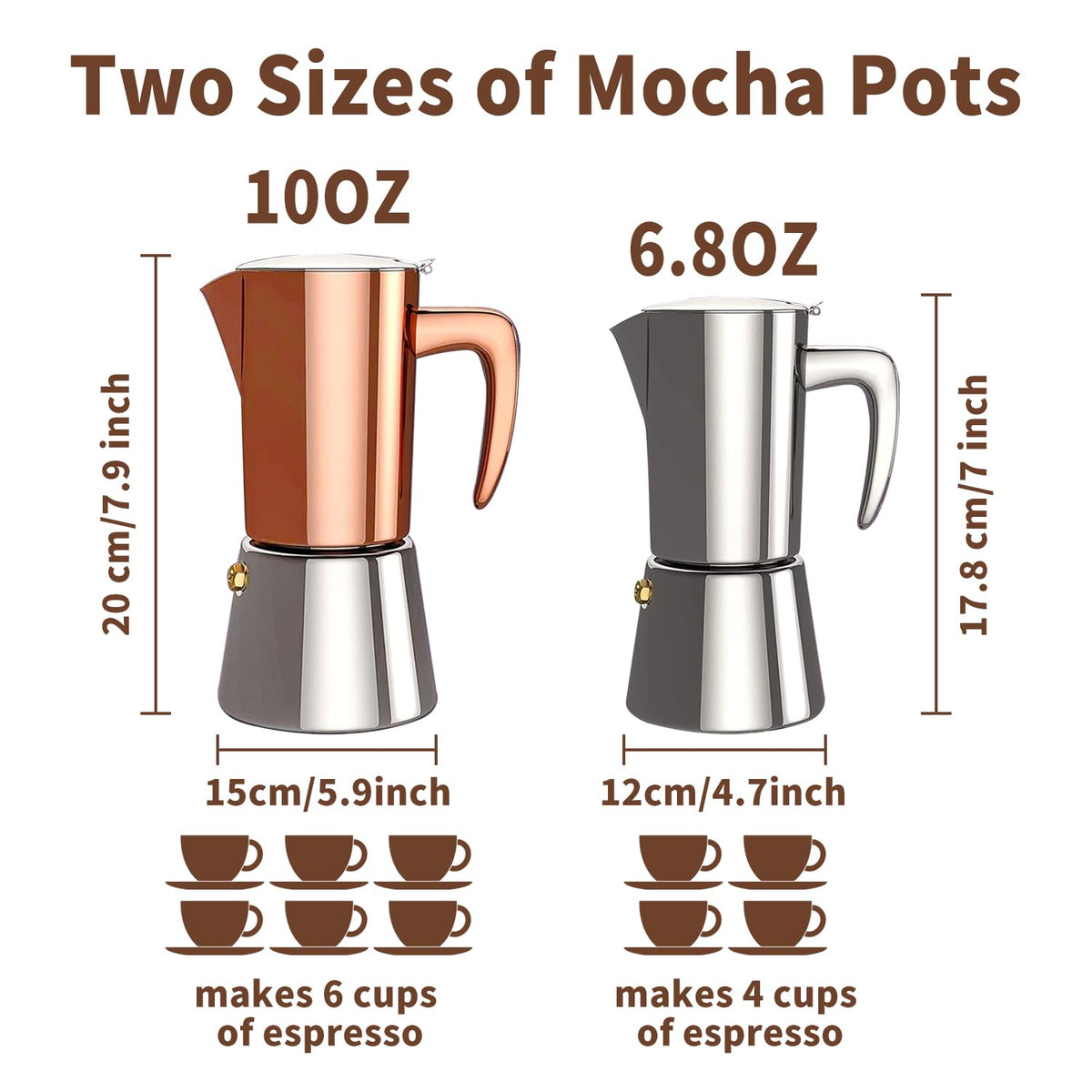Stainless Steel Moka Pot Espresso Maker 6 Cups S696281