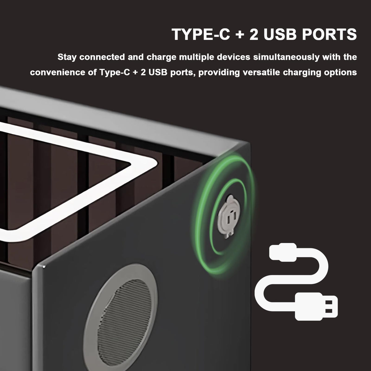 White 3 Drawer LED Nightstand with Wireless Charging B225846