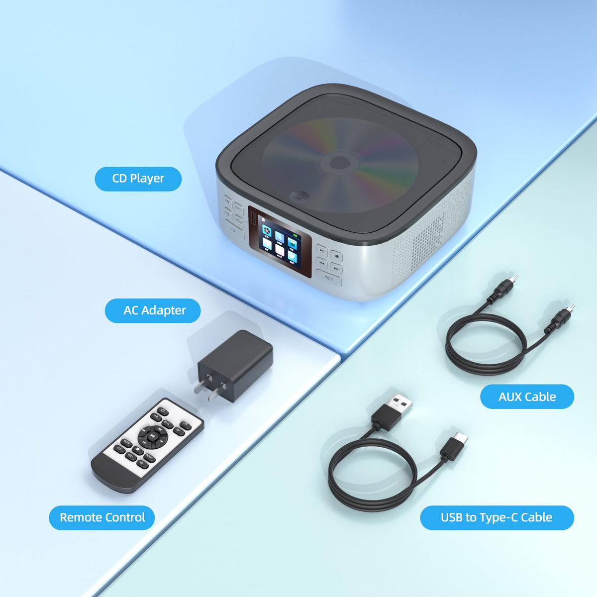 Portable CD Player with Bluetooth and LCD Screen P4827