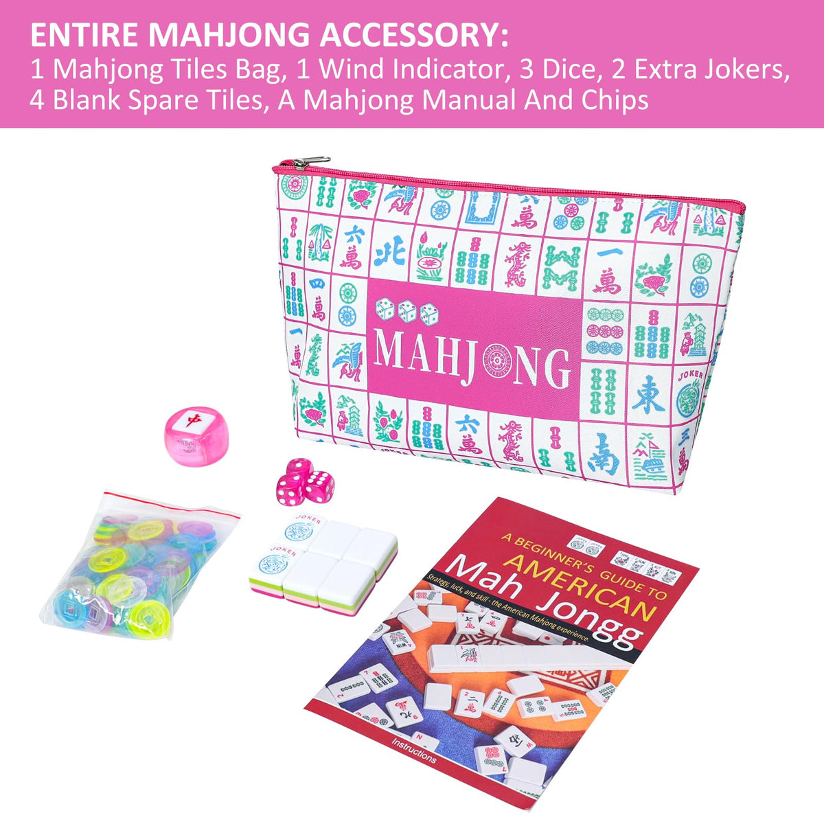 166 Acrylic Engraved Mahjong Tile Set with Carrying Bag J4787