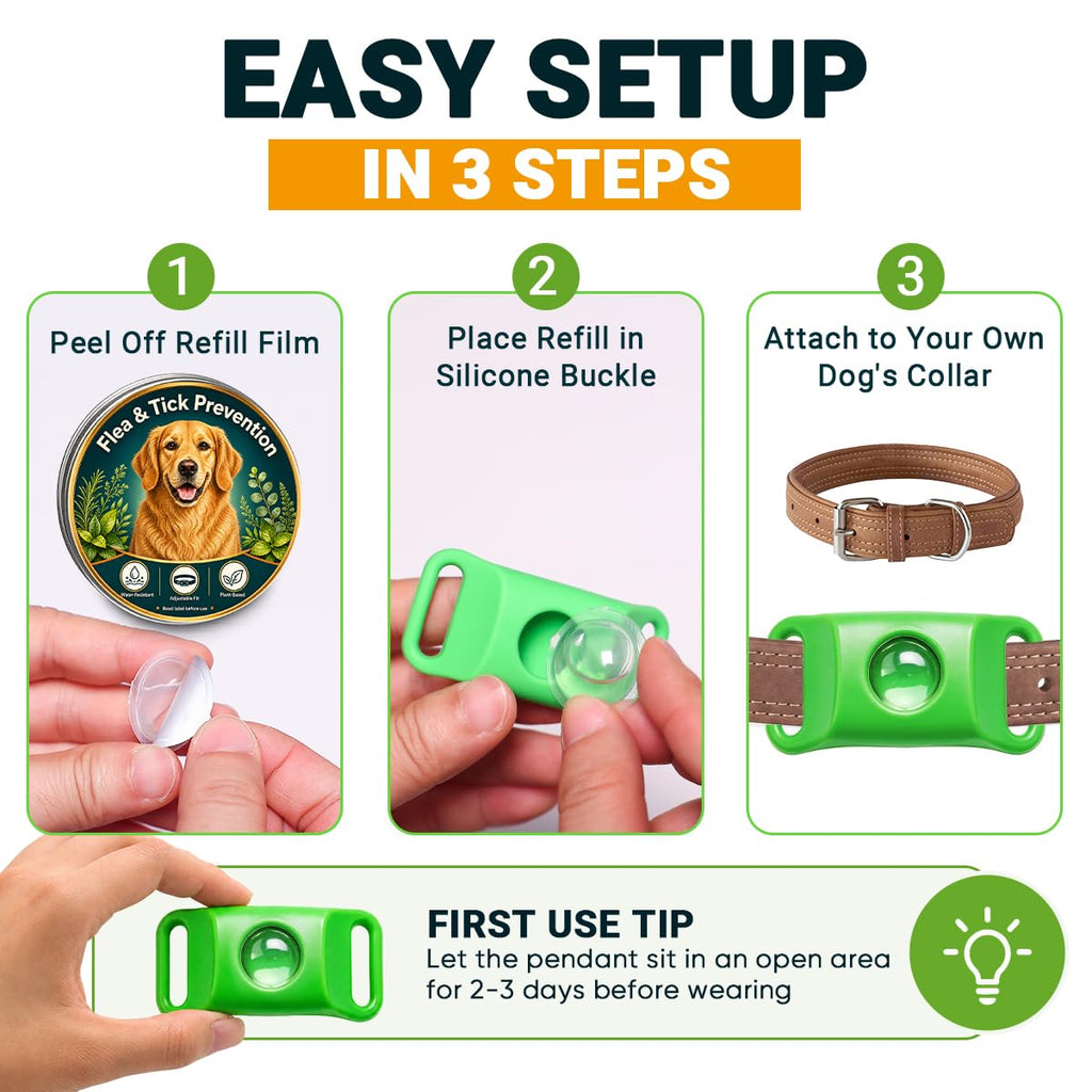 Flea and Tick Prevention Pendant for Dogs with 2 Pendants and 6 Refills Z431815