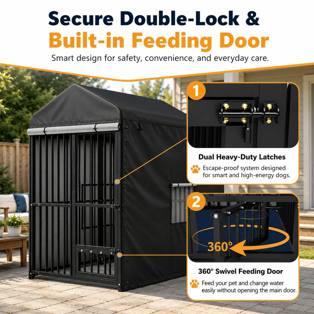 Heavy Duty Outdoor Dog Kennel with Cover J95318