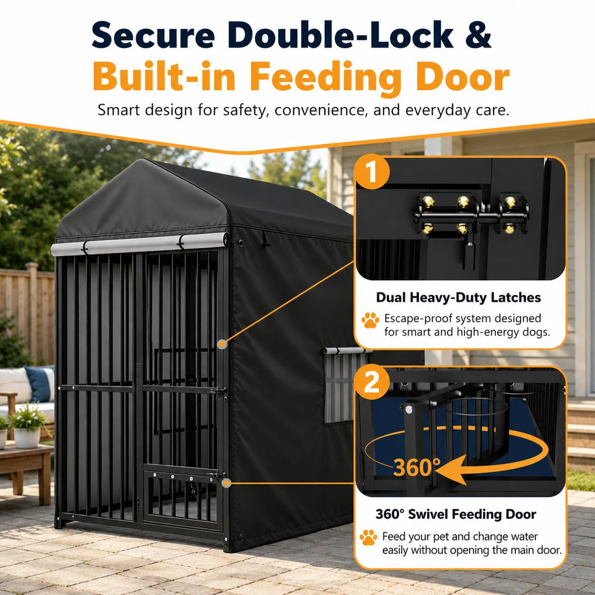 Heavy Duty Outdoor Dog Kennel with Cover J95318