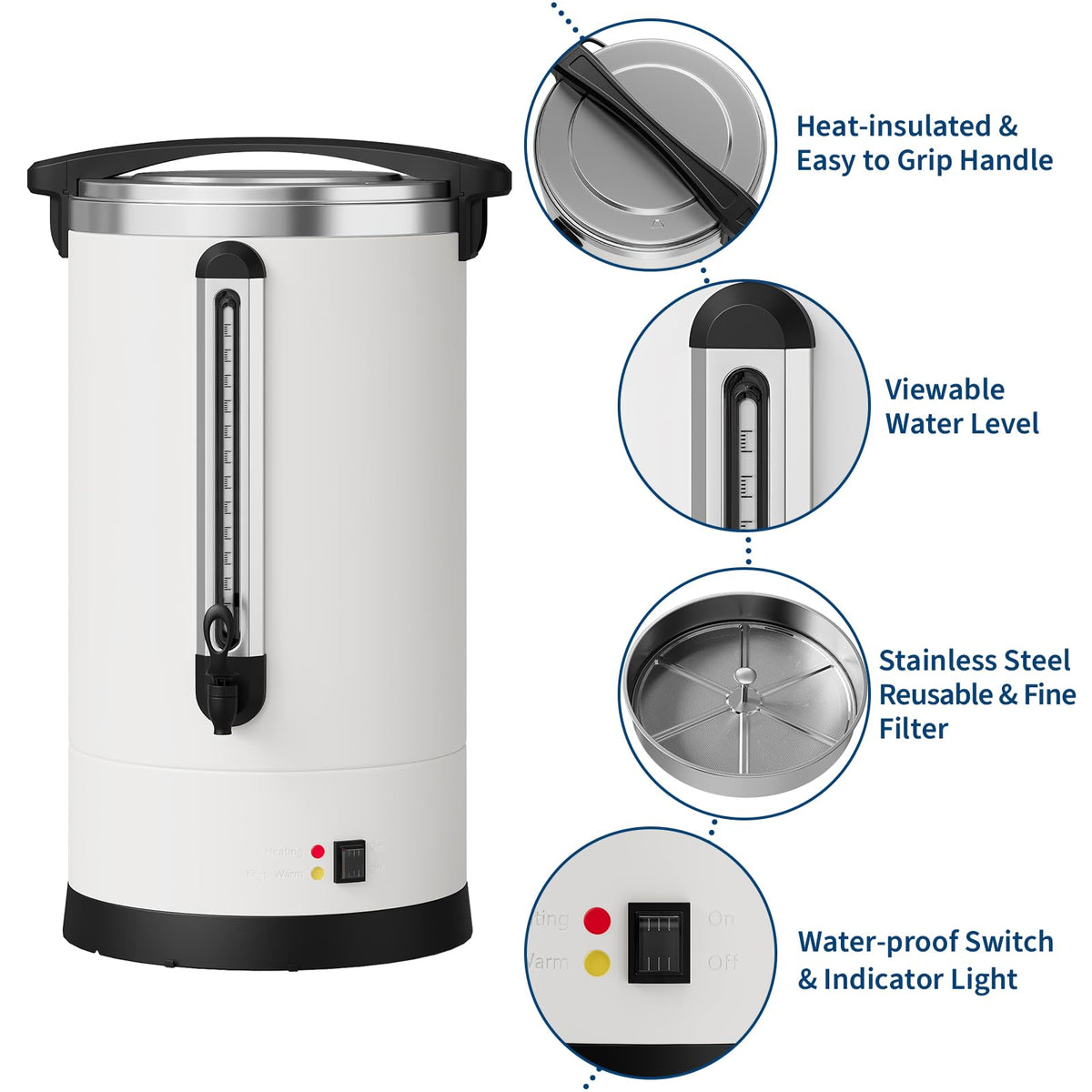 Large Capacity Stainless Steel Electric Coffee Urn H8983