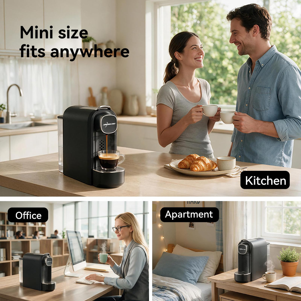 Black Single Serve Espresso Coffee Machine with Removable Tank F468087