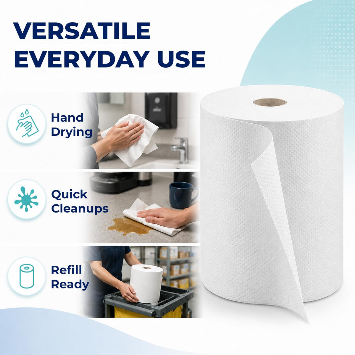 White Hardwound Paper Hand Roll Towel 6 Rolls D663