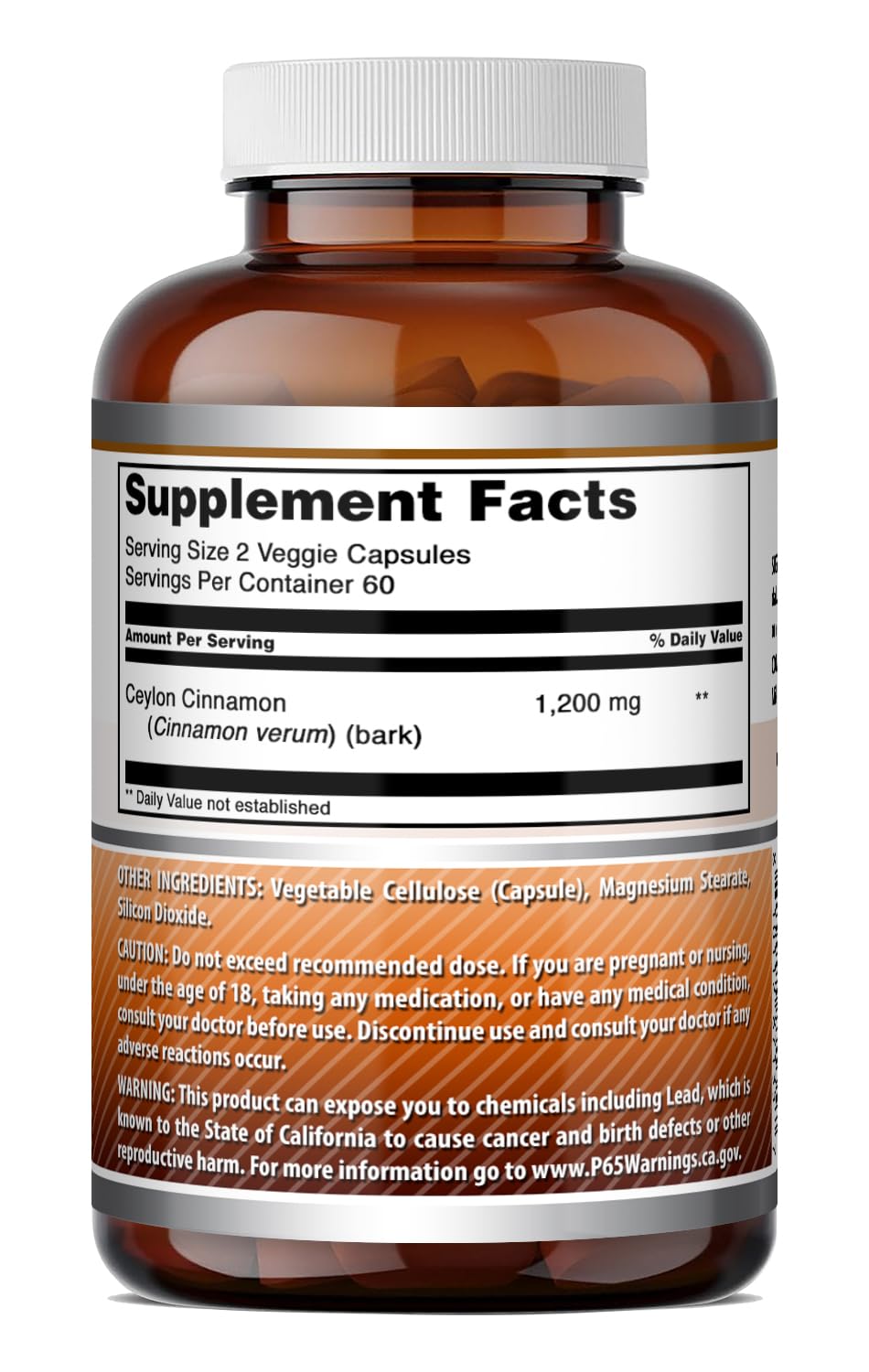 Ceylon Cinnamon 1200 Mg Vegetarian Capsules W1524