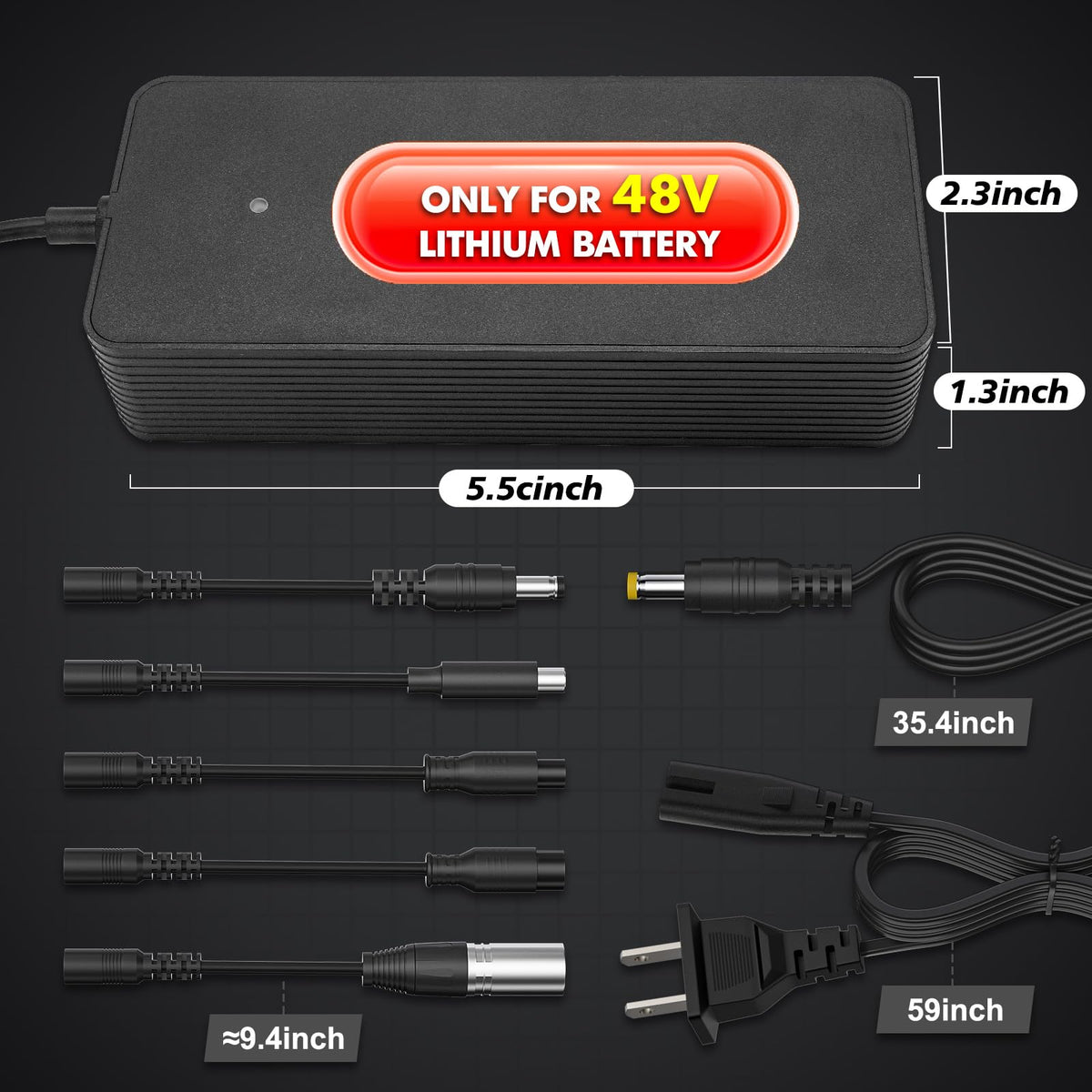 54.6V 2A Electric Bike Charger for 48V Lithium Battery R389