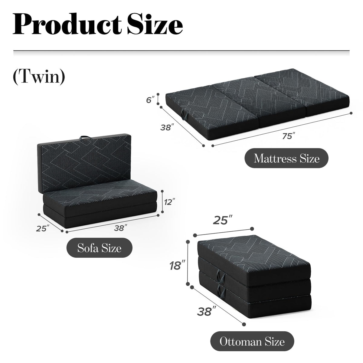 Folding Mattress Twin Size 6 Inch J11851