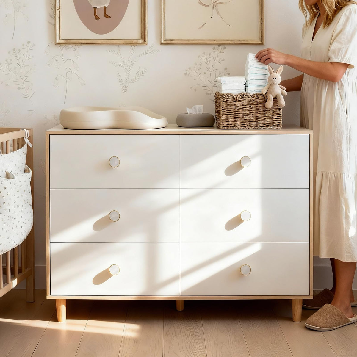 White 6 Drawer Baby Dresser Y481