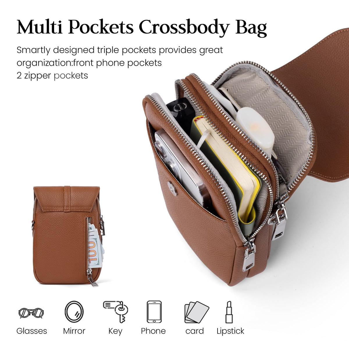Small Genuine Leather Crossbody Bag T353