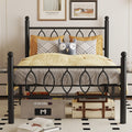 Black 14 Inch Metal Platform Twin Bed Frame with Headboard C48473