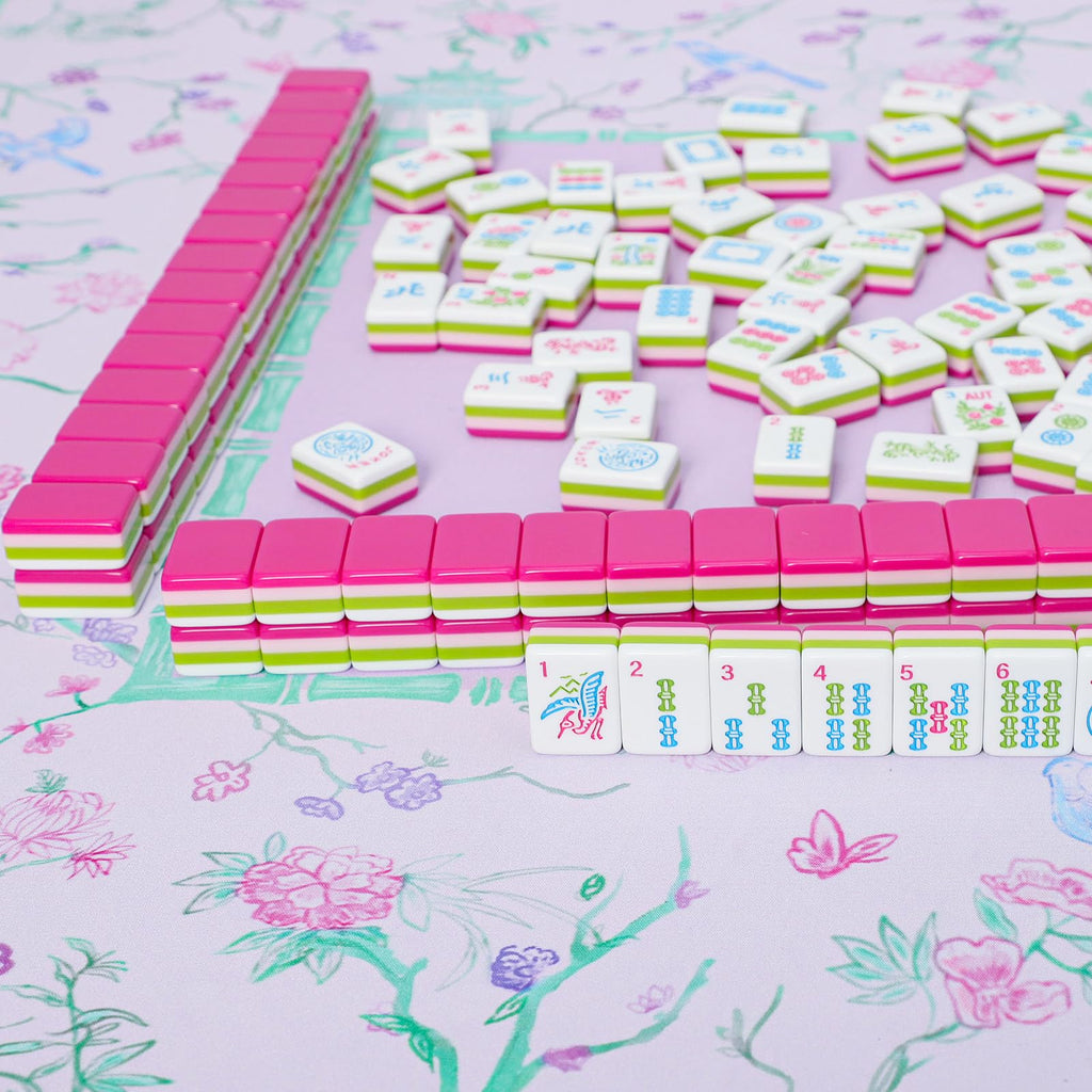 166 Acrylic Engraved Mahjong Tile Set with Carrying Bag J4787