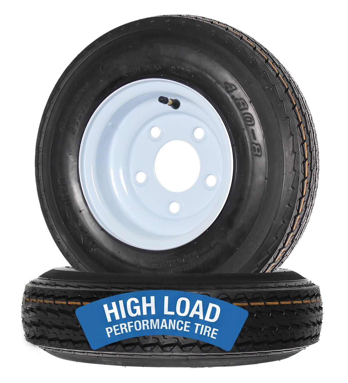 2-Pack Trailer Tire Rim Assembly 4.80-8 5 Lug White V93652
