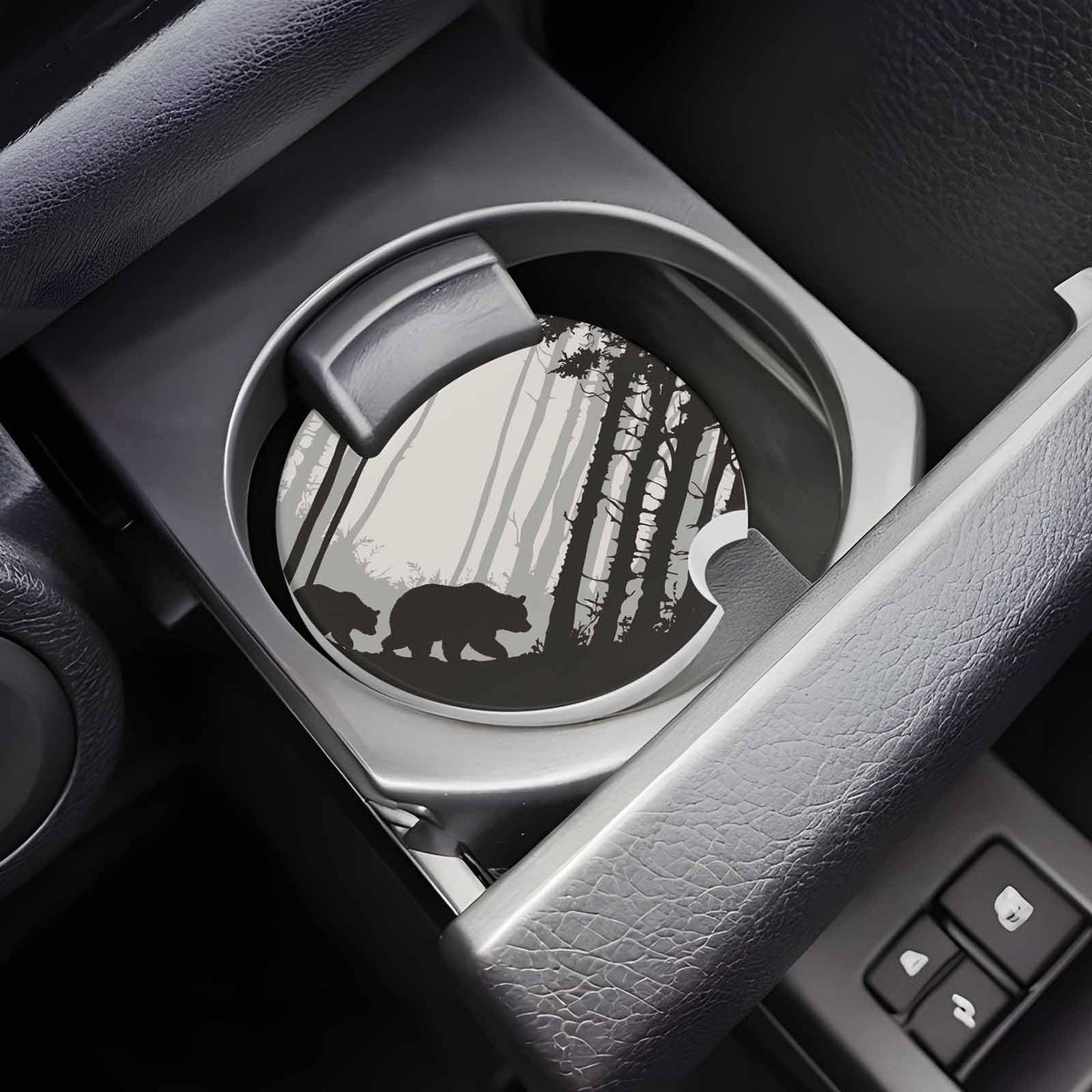 Black Ceramic Stone Car Coasters Set of 2 E27420